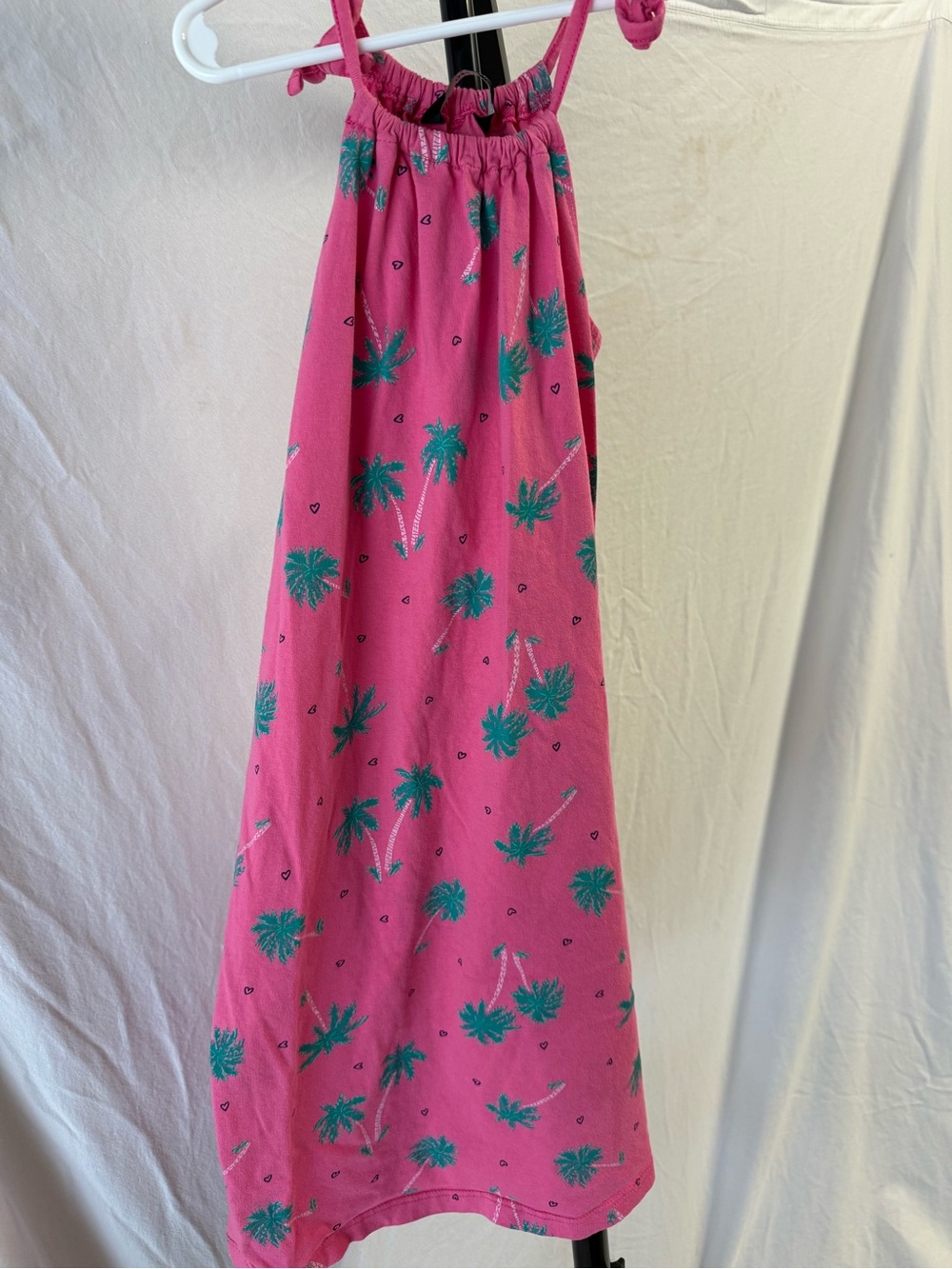 George Pink Sundress with Teal Palm Print